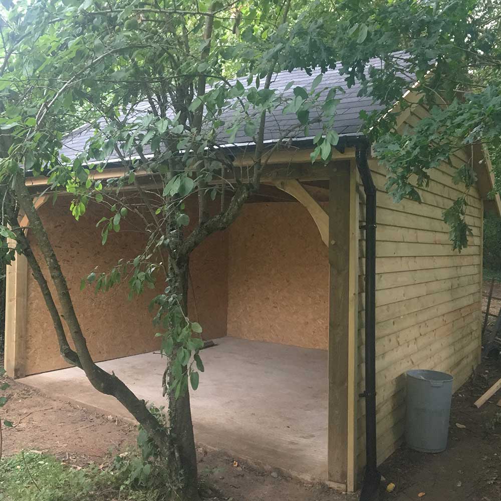 Timber garage and garden store built to order